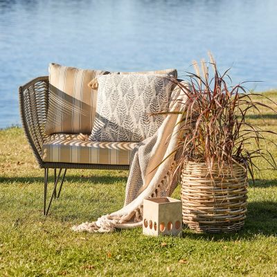 Bloomingville Mundo nojatuoli, 2kpl, vihreä/beige raidallinen pehmuste, asiakasp