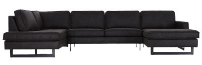 Veke Macho U-kulmasohva vasen Musta Colorado 01, mustat jalat