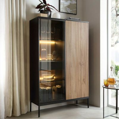 Eureka Mooa vitriini 104x39x166 cm luonnonväri/musta, asiakaspalautus