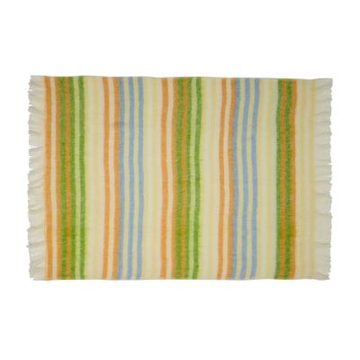 Hübsch - Loom-peitto, vihreä/keltainen nauha, 140 x 200 cm