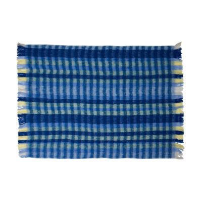 Hübsch - Loom-peitto, sininen ruudullinen, 140x200 cm