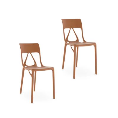 Kartell - A.I. Lite -tuolit, terrakotta, korkeus 80 cm, 2 kpl