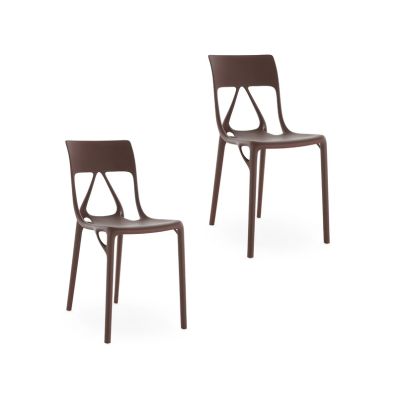 Kartell - A.I. Lite -tuolit, ruskeat, korkeus 80 cm, 2 kpl