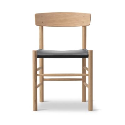 Fredericia Furniture J39-tuoli Saippuoitu tammi-nahka Omni 301 Black