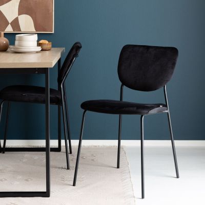 4kpl Vivano Classic tuoli musta sametti G062-50, mustat jalat, asiakaspalautus