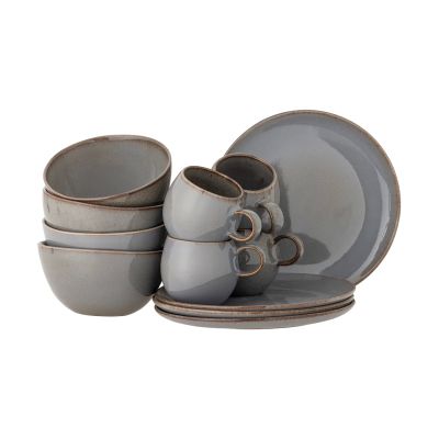 Bloomingville Sandrine aamiaissetti 12 osaa Harmaa