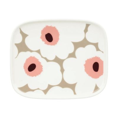 Marimekko Unikko lautanen 12x15 cm White-clay-powder-dark wine