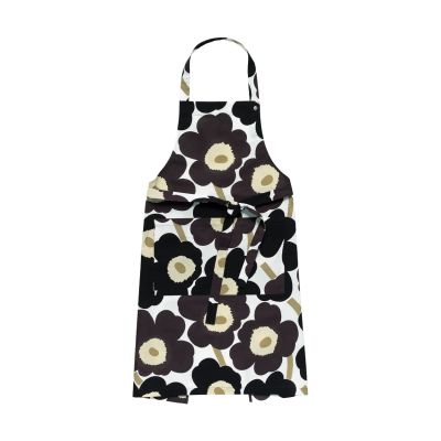 Marimekko Pieni Unikko esiliina Valkoinen tummanharmaa beige