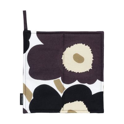 Marimekko Pieni Unikko patalappu 21,5x21,5 cm Valkoinen tummanharmaa beige