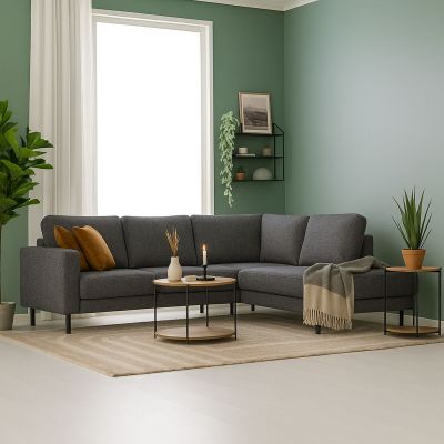 Veke Kairo avokulmasohva oikea harmaa Hygge 95, asiakaspalautus