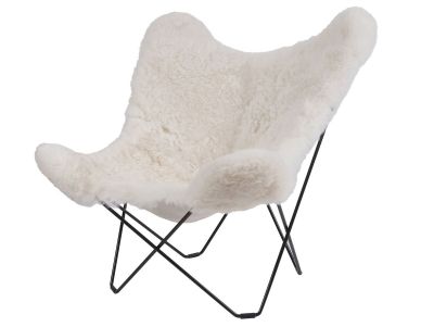 Cuero Iceland Mariposa Shorn White lepakkotuoli, matta kromijalka