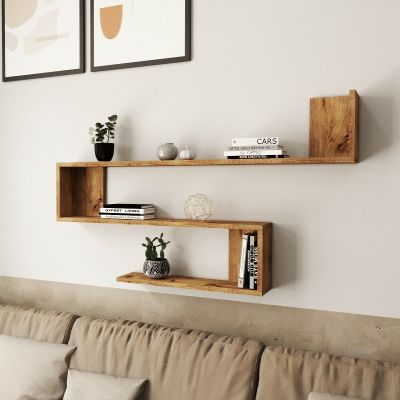 Veke Mutka seinähylly 120x14,5x71cm rustiikki, varastopoisto.