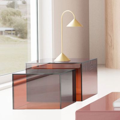 Ei brändiä Dice 2-osainen lasinen sarjapöytä ruskea