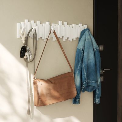 Umbra Sticks naulakko 8-koukulla, valkoinen