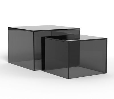 Ei brändiä Dice 2-osainen lasinen sarjapöytä savunharmaa