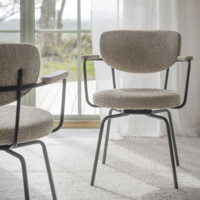 Rowico Home Merrick kääntyvä nojatuoli tumma beige/musta