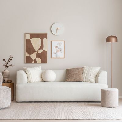 Veke Kaari 3-istuttava sohva vaalea beige Pixie 25, kuvausmalli