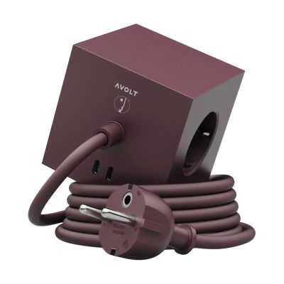 Avolt AVOLT x Bauhaus-Archiv Square 1 jatkojohto USB-C Mulberry Red