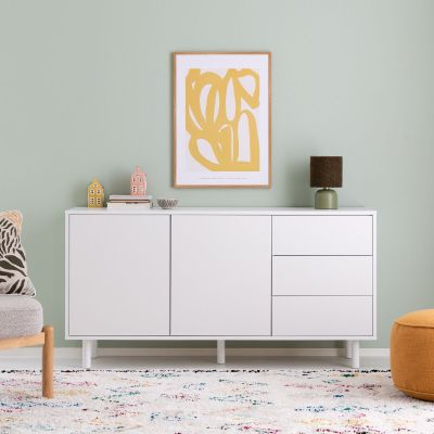 Veke Kokoa senkki 150/2+3 valkoinen pure, push open, taika jaloilla(kuvausmalli)