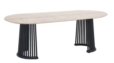 Veke Suoma ovaali ruokapöytä 210x90 cm valkaistu antiikkipetsattu/musta, asiakaspalau