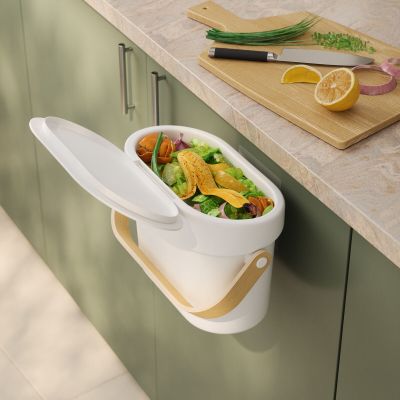 Umbra Bellwood komposti roskakori valkoinen/luonnonväri