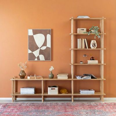 Veke Askel tammi taso ja avohylly 203x35x185 cm suoralla päädyllä lakattu tammi