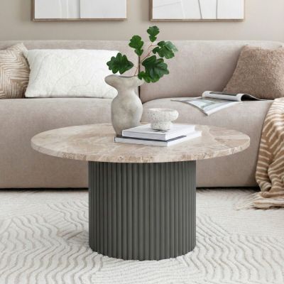 Ranua by Veke Taimi pyöreä sohvapöytä Ø80 cm marmori matta latte/sammal