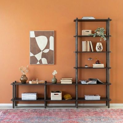 Veke Askel tammi taso ja avohylly 203x35x185 cm suoralla päädyllä savutammi