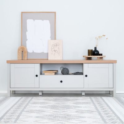 Veke Sevilla tv-taso 150x42x50 cm vaaleanharmaa/tammi, asiakaspalautus