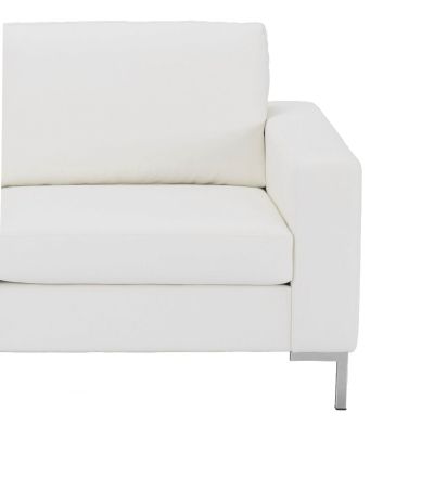 Veke Toronto 3-istuttava sohva valkoinen Madryt Noir 910 PU-keinonahka, metallijalat