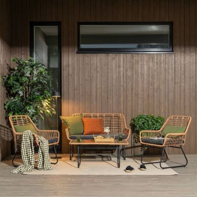 Veke Stockton sohvaryhmä luonnonväri/musta, kuvausmalli