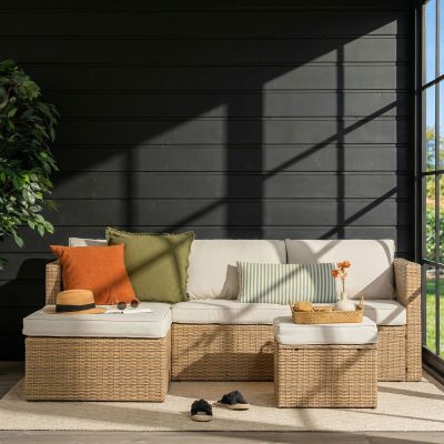 Veke Oakland divaanisohva ja sohvapöytä luonnonväri/hiekka, kuvausmalli