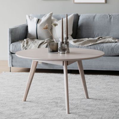 Rowico Home Yumi sohvapöytä pyöreä 90 cm valkolakattu tammi, asiakaspalautus