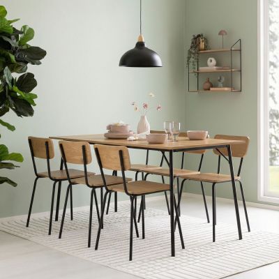 Ei brändiä Peru 6-hengen ruokailuryhmä tammi/musta, kuvausmalli