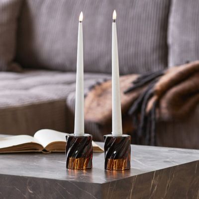 House Nordic Zera lasinen kynttilänjalka 2 kpl setti ruskea