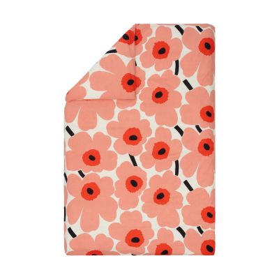 Marimekko Unikko pussilakana 150x210 cm Off white-koralli-oranssinpunainen-hiili
