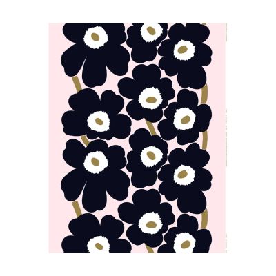 Marimekko Unikko kangas Pink-charcoal-light brown