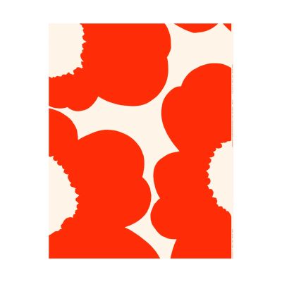 Marimekko Iso Unikko satiinikangas Cotton-oranssinpunainen