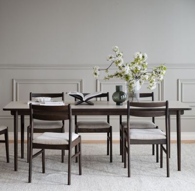 Rowico Home Fairmount ruokapöytä 220x95 cm beige HPL/ruskea tammi