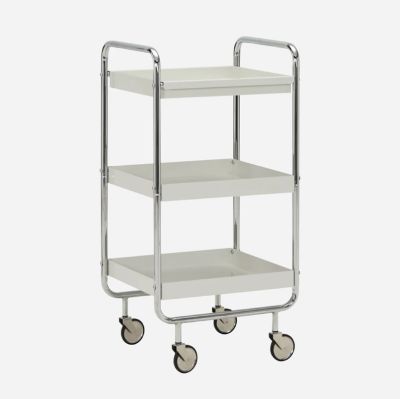House Doctor - HDRoll-trolley, valkoinen/kromi 85x42x38 cm metalli