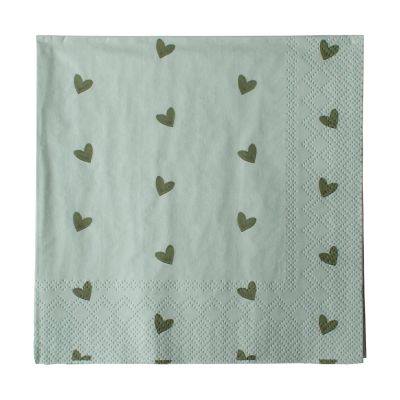 DBKD Heart paperinen lautasliina 33x33 cm 20-pack Vihreä