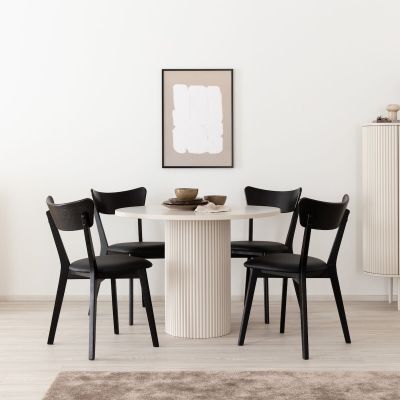 Veke Taimi-Koto 4-hengen pyöreä ruokailuryhmä greige/musta