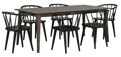 Rowico Home Filippa-Carmen 6-hengen ruokailuryhmä tummanruskea/musta