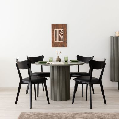 Veke Taimi-Koto 4-hengen pyöreä ruokailuryhmä sammal/musta