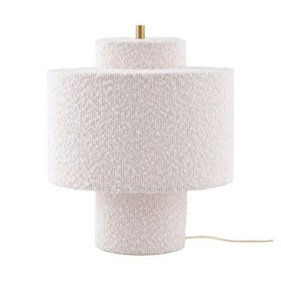 Globen Lighting Noah pöytälamppu Valkoinen bouclé, Ø25×30,5 cm