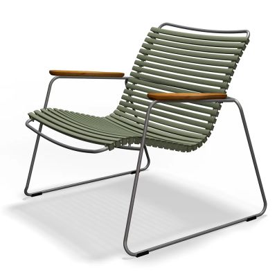 Houe, Click Roomy lounge chair Olive green. Frame: Grey. Armrest: Bamboo