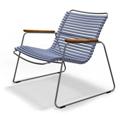 Houe, Click Roomy lounge chair Pigeon blue. Frame: Grey. Armrest: Bamboo