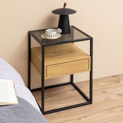 Ei brändiä Randolf yöpöytä 40x35x60 cm tammi/musta