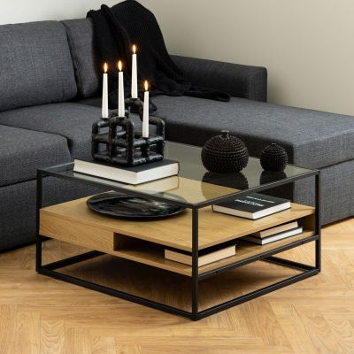 Ei brändiä Randolf sohvapöytä säilytystilalla 80x80x40 cm tammi/musta