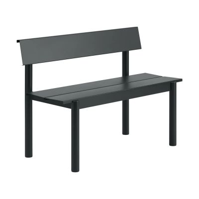 Muuto Linear Steel penkki selkänojalla Musta, 110×34 cm